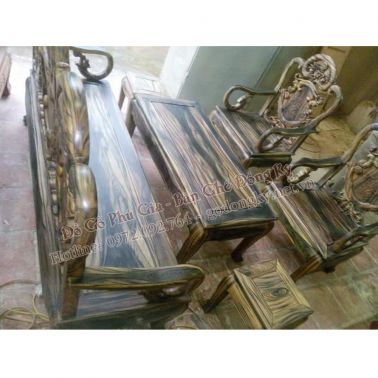 Bộ bàn ghế guột gỗ mum hoa 6 món
