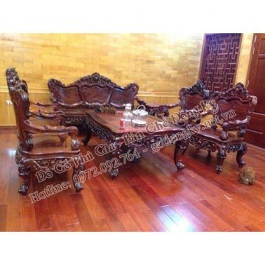 Bộ bàn ghế hoa lả tây gỗ hương