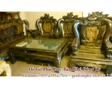 Bộ minh quốc nghê đỉnh gỗ mun
