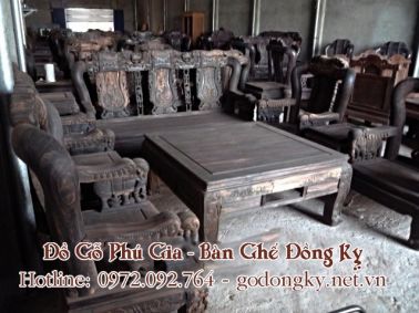 Bộ minh quốc voi tay 12 gỗ mun