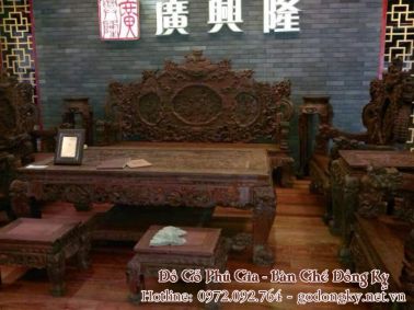 Bộ rồng đỉnh gỗ trắc 12 món