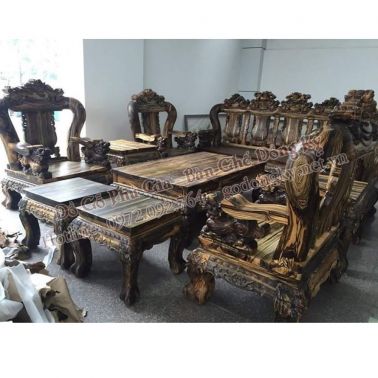 Bộ song nghê gỗ mun tay 18
