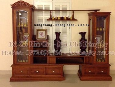 Kệ tivi kiểu tủ tương hiện đại gỗ hương