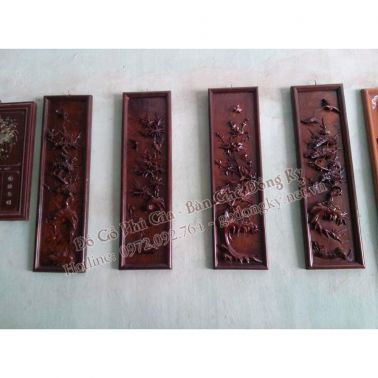 Bộ tranh tư quý gỗ hương đục
