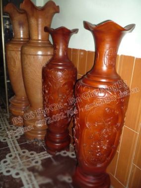 Đôi lộc bình gỗ gụ trơn