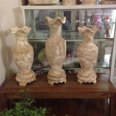 Đôi lộc bình gỗ nu nghiên 2